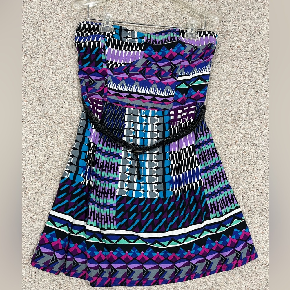 As U Wish Size L Multicolor Pattern Strapless Dress